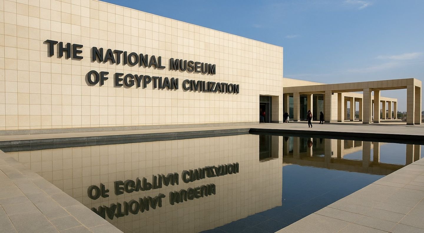 La entrada del Museo Nacional de la Civilización Egipcia, en Fustat